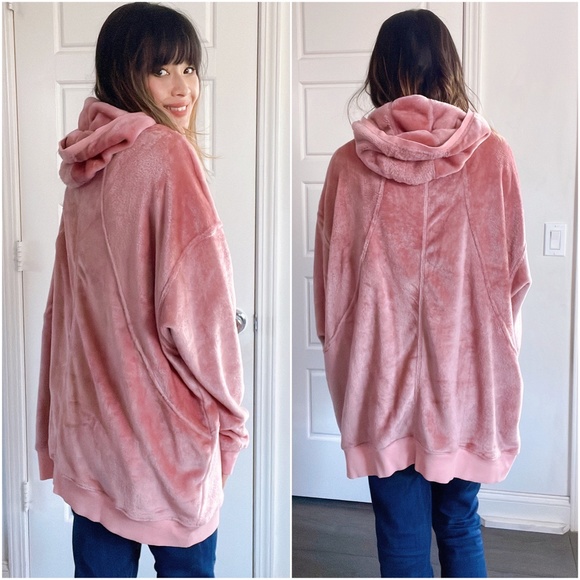 Pink Plush Hoodie Sweater - Picture 2 of 4